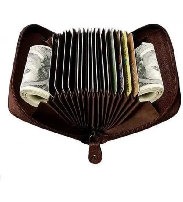 Men & Women Casual Brown Genuine Leather Card Holder  (13 Card Slots)