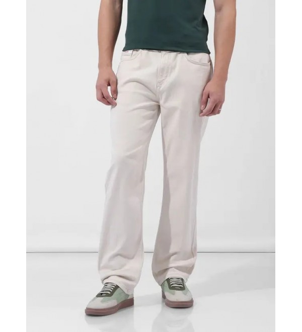 Men Regular Mid Rise White Jeans