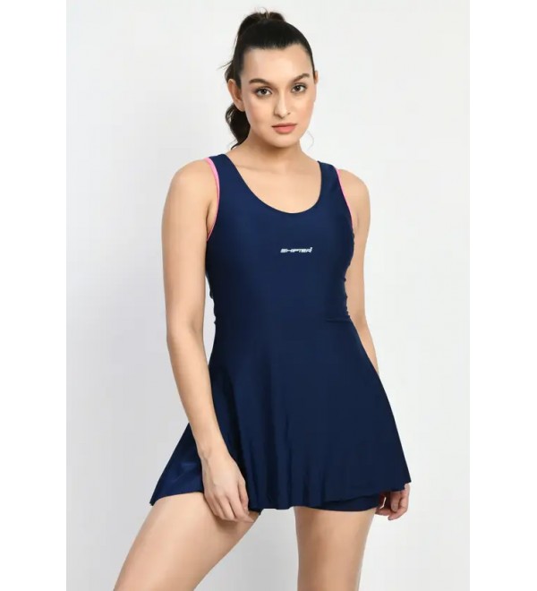Swimming Costume For Girl One piece Women's Swimsuits Solid Women Swim-dress Blue Swimsuit