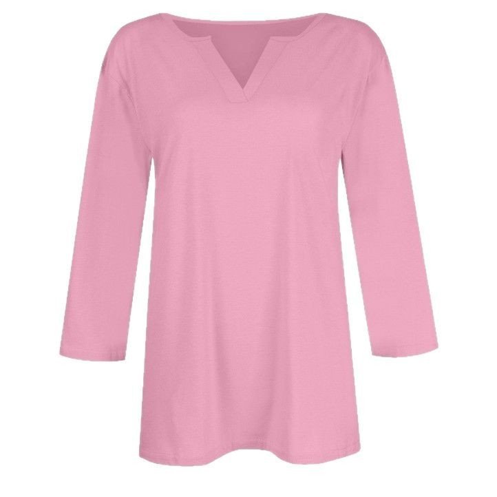 Three-quarter-sleeve Solid-color T-shirt Top - Image 5