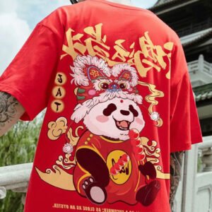 Red Shortsleeved Tshirt Men's Ins Plus Size Couple Wear Cotton Loose Half Top