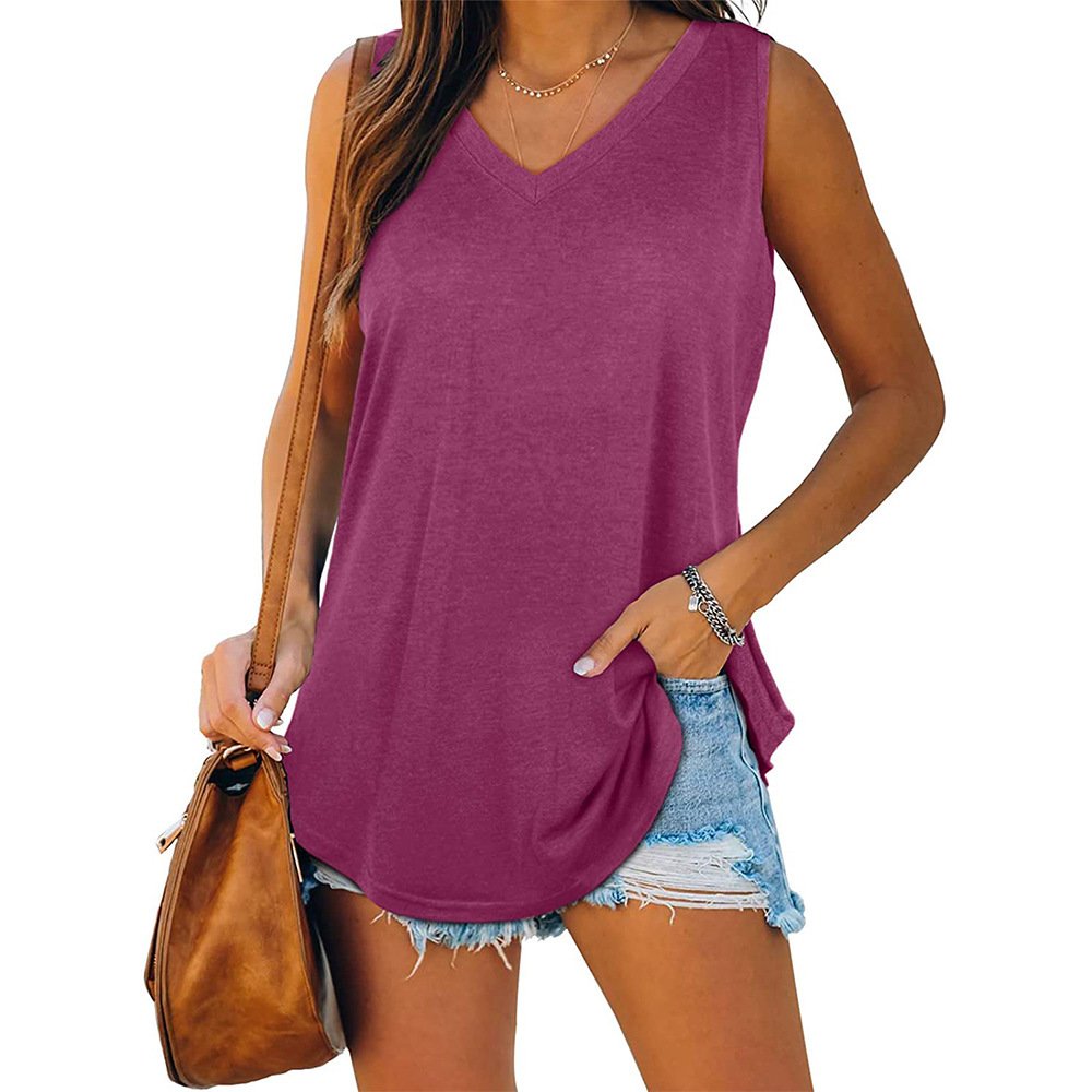 VNeck Tuxedo Sleeveless Solid Color Tank Top TShirt - Image 5