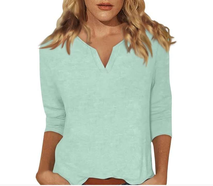 Three-quarter-sleeve Solid-color T-shirt Top - Image 8