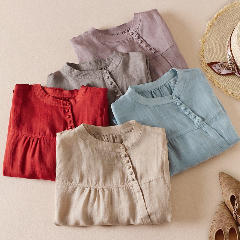 Retro Casual Style Loose-fitting Summer Pullover Shirt - Image 2