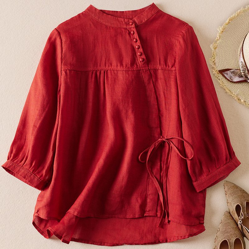 Retro Casual Style Loose-fitting Summer Pullover Shirt