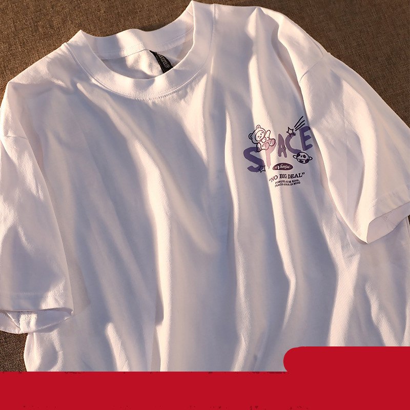 Escape From The Earth Japanese Cartoon Shortsleeved Tshirt Female Cotton Loose Couple Soft Girl Top - Image 2