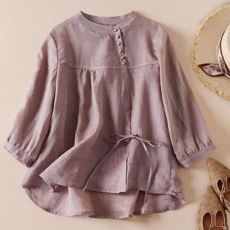 Retro Casual Style Loose-fitting Summer Pullover Shirt - Image 4