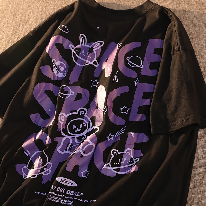 Escape From The Earth Japanese Cartoon Shortsleeved Tshirt Female Cotton Loose Couple Soft Girl Top - Image 3