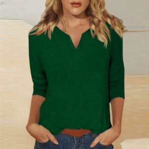 Three-quarter-sleeve Solid-color T-shirt Top